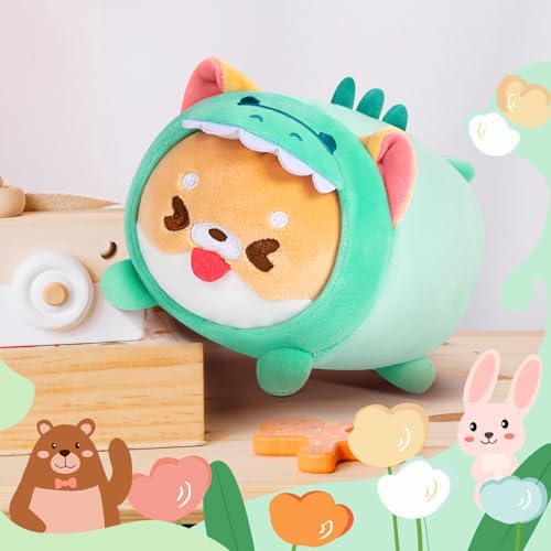 Cute Shiba Plush Pillows Dinosaur Stuffed Toy for Kids Women