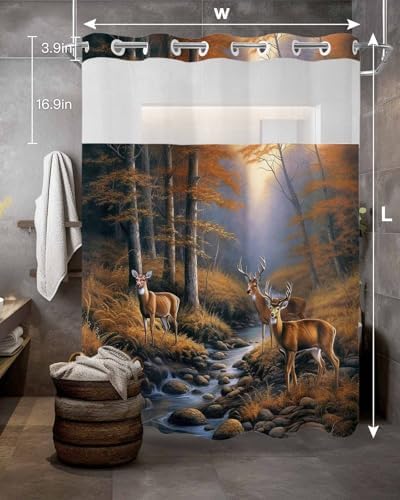 YESOF66 Sunset Forest Waterproof Shower Curtain Set No Hooks