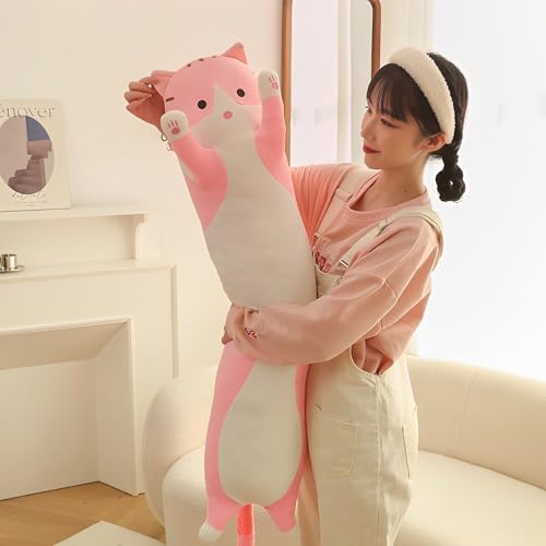 WUYU Plush Cat Pillow for Kids and Girlfriend 150cm Pink