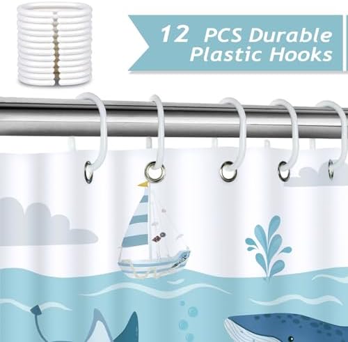 Bonhause Kids Bath Under the Sea Whales and Coral Curtain