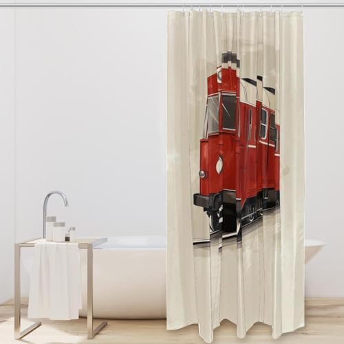 Watercolor Retro Rail Car Shower Curtain Set