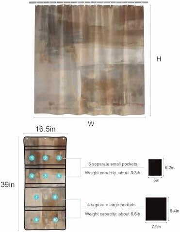 Waterproof Shower Curtain Organizer - 48x72 Brown