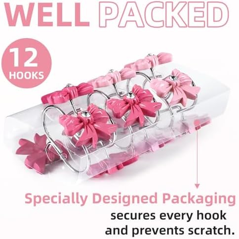 Durable Elegant Pink Bow Shower Curtain Hangers