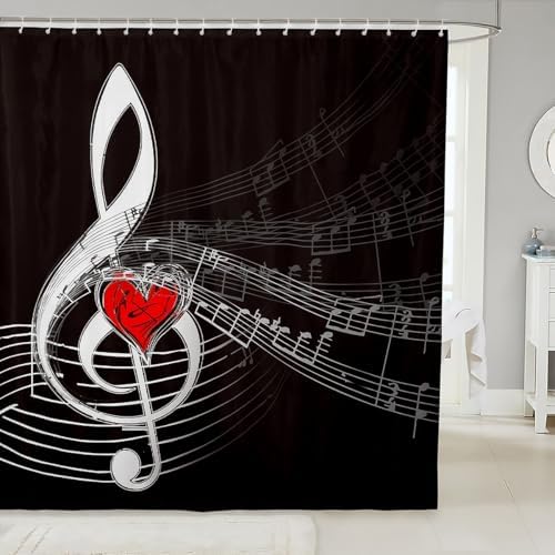 Feelyou Music-Themed Bathroom Showers Red Black 72x72
