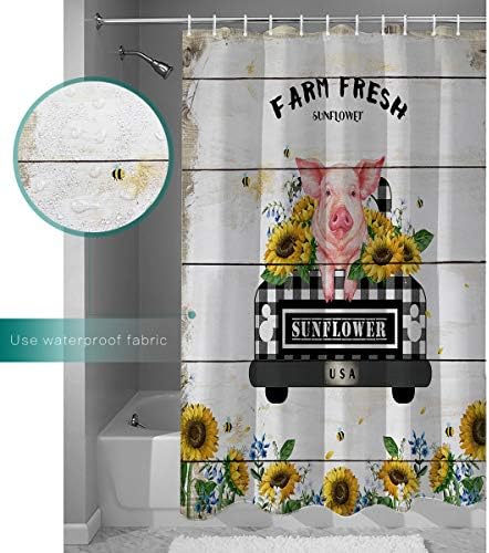 TocaHome Waterproof Bathroom Shower Curtain Set with 12 Hooks Modern Plaid 60x72 inches