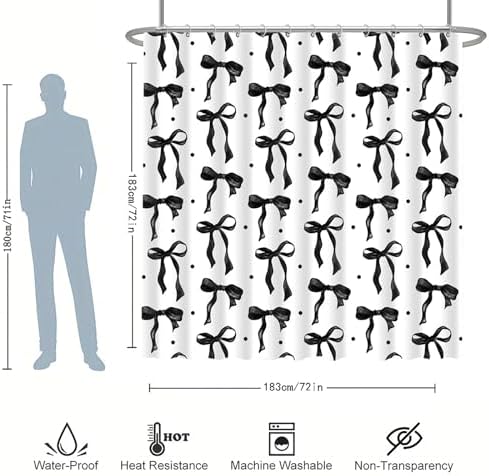 Adorable Black and White Bow Shower Curtain