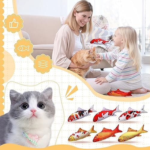 Bargv Six-Piece 12-Inch Fish Plush Pillow for Kids and Cats