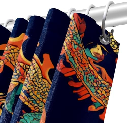 Elegant 12-Hook Waterproof shower curtain with dragon pattern