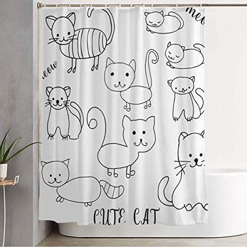 Cute Cats Shower Curtain for Kids Soft Durable Waterproof
