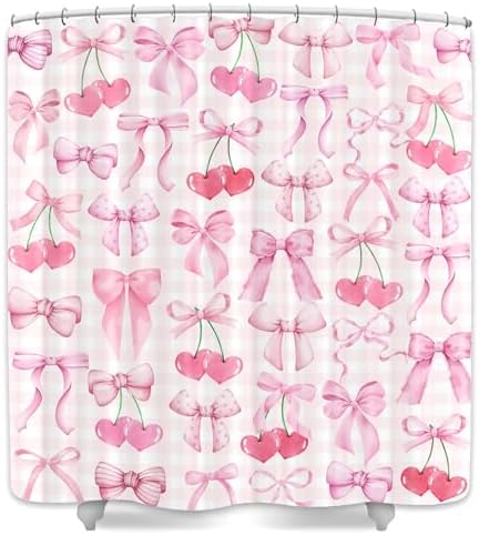 JAWO Cute Pink Bow Shower Curtain