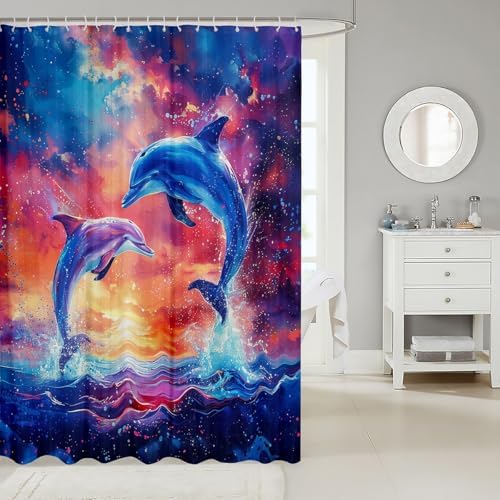 Manfei Dolphin couple shower curtains