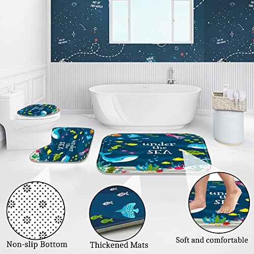 Poedist 4Pcs Bathroom Shower Curtain Sets