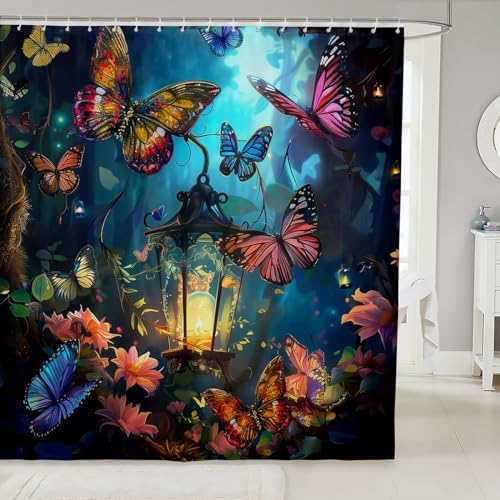 Trippy Butterfly Kids Shower Curtains Kids Bathroom Curtn 72 Wx72 H Waterproof