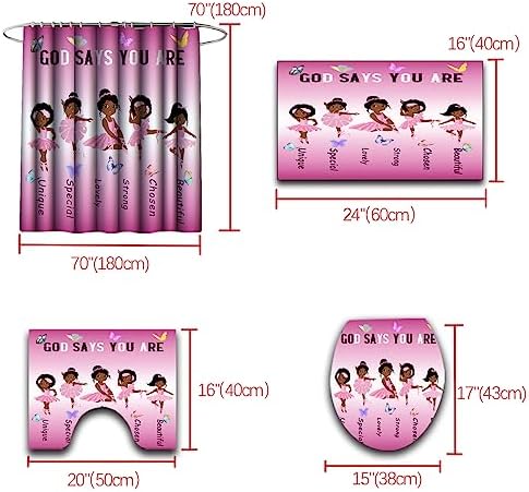 BATATADOCE African Black Girl Shower Curtain Set