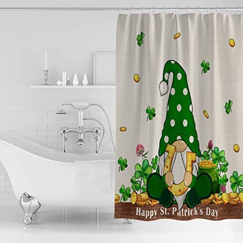 Waterproof Irish Gnomes Green Clover Shower Curtain