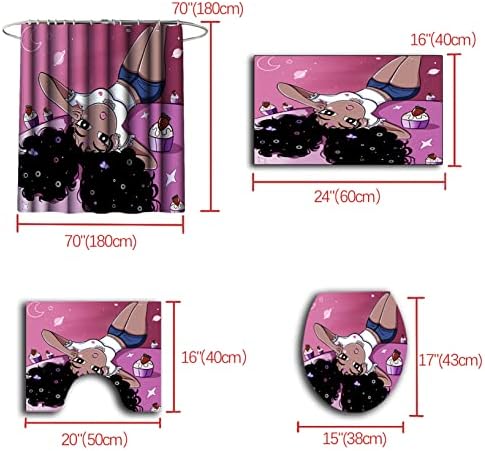 Perfect Gift for Girls African American Black Girl shower Curtain Set