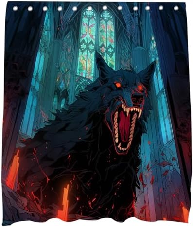 OTRANTO Funny Wolf Bathroom Shower Curtain Waterproof Durable Modern Design 72x72 inches