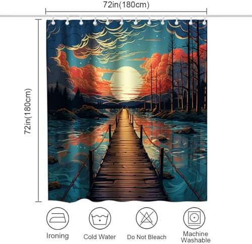 Rustic Lake Forest Wood Bridge Shower Curtain