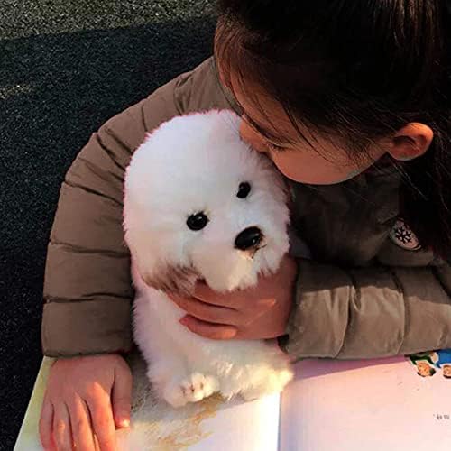 QREZAA 14 Realistic Plush Maltese Dog