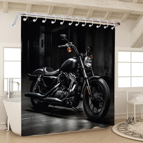 Precision black motorbike bath decor - waterproof modern