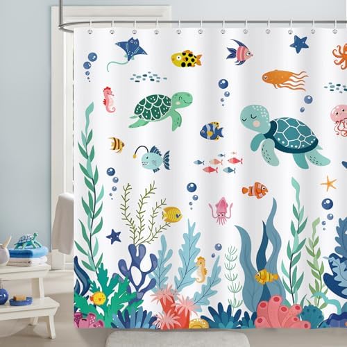 Bonhause Kids Shower Curtain with Ocean Theme