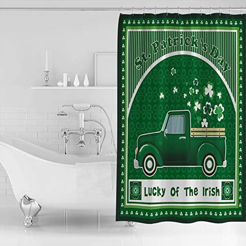 Waterproof Shower Curtain with Hooks St Patrick Day Shamrock Truck