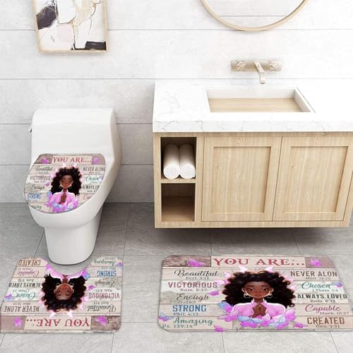 NEWSUYAA Black Girl Bathroom Set Waterproof and Durable Perfect for Daily Use