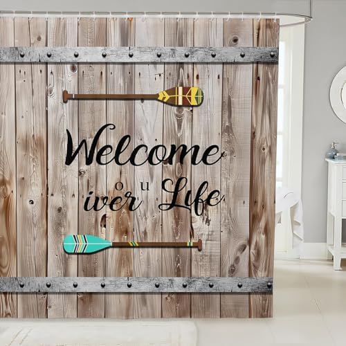 Rustic Wooden Bath Shower 72x72 Waterproof Durable
