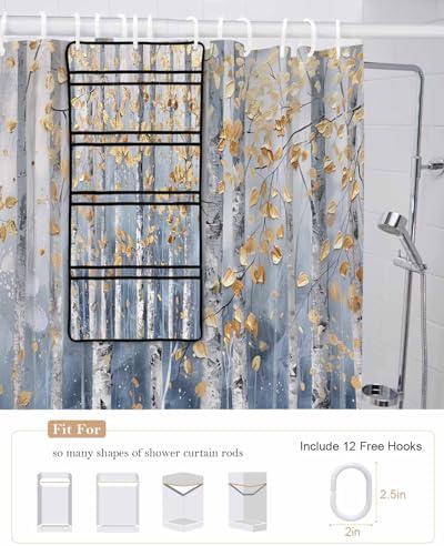 EZON-CH Nostalgic Yellow Shower Curtain Organizer