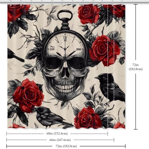 Stylish Black Bird Roses Shower Curtain Set for Home