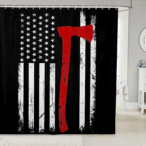 Firefighter Firetruck Shower Curtain Set
