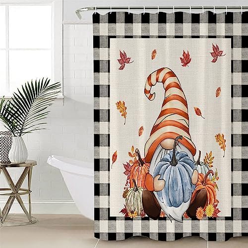 TocaHome Fall Pumpkins Waterproof Shower Curtain Set 36x78 inches