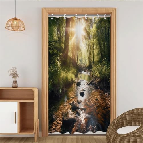 Sage Green Forest Shower Curtain Set with Hooks 36x72 Waterproof