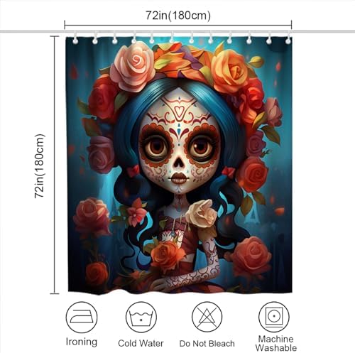 Halloween Zombie Girl Bath Curtain