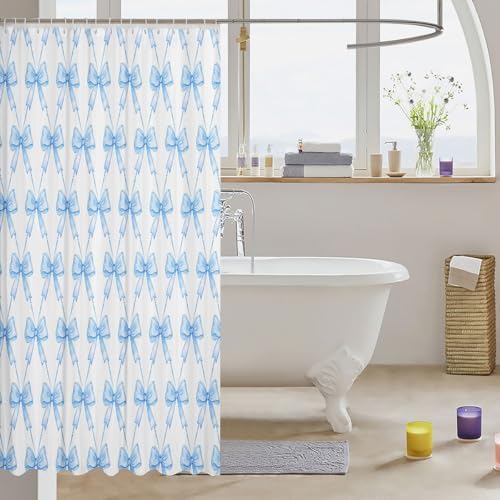 Feelyou Blue Bow Shower Curtain 72x72