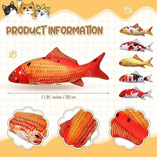 Bargv Six-Piece 12-Inch Fish Plush Pillow for Kids and Cats