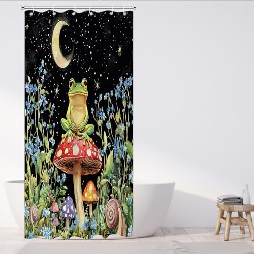 Funny Mushroom Shower Curtain with Hooks Set