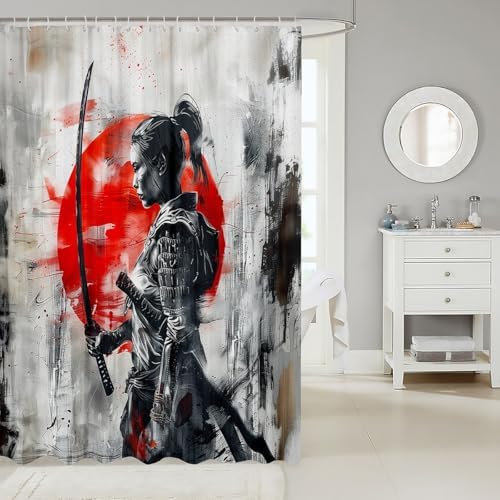 Samurai Bath Sets for Kids - 72x84 Black Red