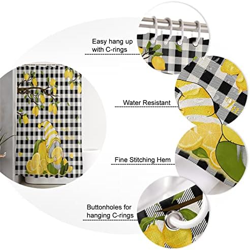 Waterproof Bathroom Curtains Set with Gnome Design 72x96