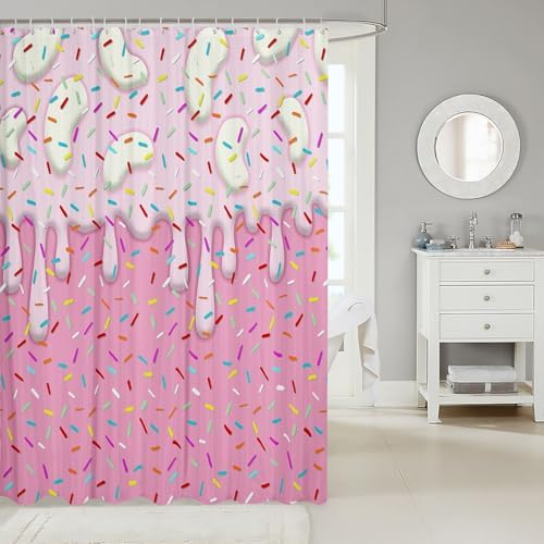 Fun and Durable Cartoon Ice Cream Kids Shower Curtains 72x72