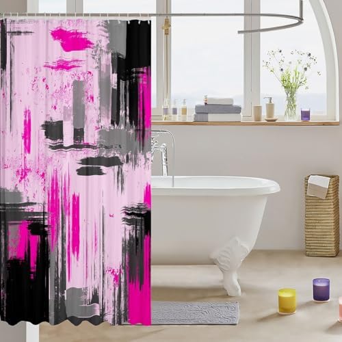 Feelyou Kids Hot Pink Grey Black Bath Curtain 72x72