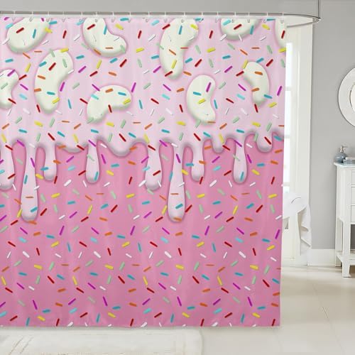 Fun and Durable Cartoon Ice Cream Kids Shower Curtains 72x72