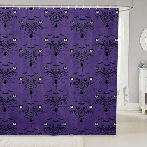 Manfei Halloween Bats Shower Curtain Set