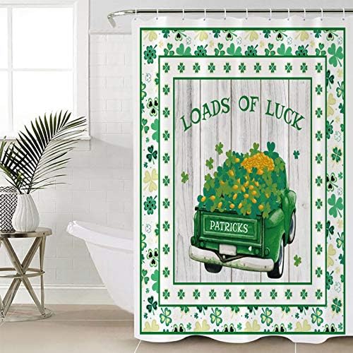 TocaHome Wooden Grain St Patricks shamrock waterproof shower curtain set