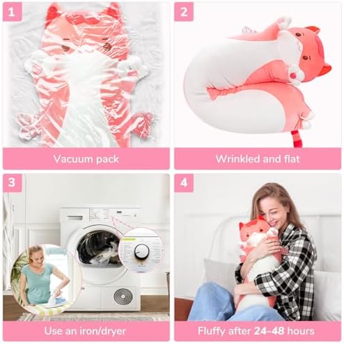 Long Cat Plush Body Pillow - Cute Pink Stuffed Animal