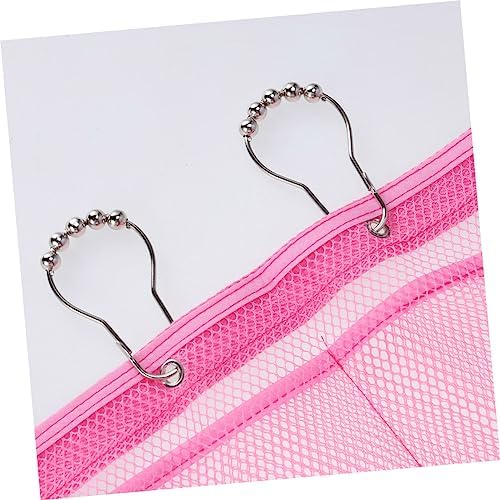 SHOWERORO Space-Saving Mesh Organizer 4-Ring Hangers Pink