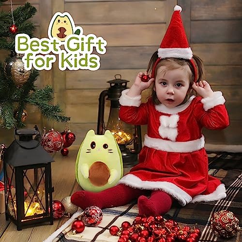 Cuddle on the Go - Cat Stuffed Animal Avocado Pillow for Kids