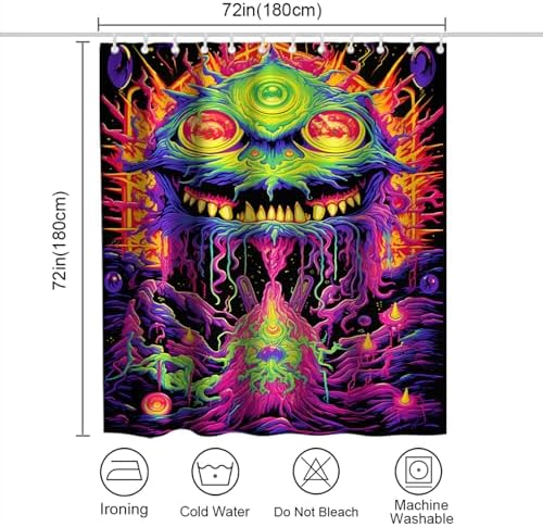 Halloween Hairy Monster Bath Decor Set 72x72 inches Machine Washable