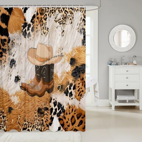 Feelyou Cowhide Shower Curtain 72X72 Leopard Print