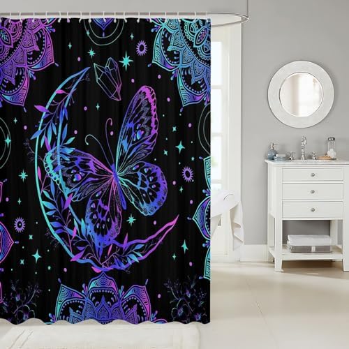 Vibrant Bohemian Gradient 72x78 Washable Bath Curtain for Kids